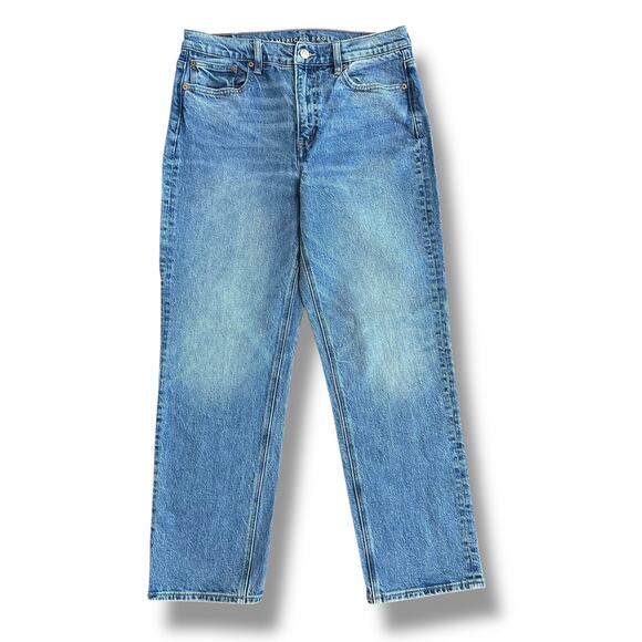 American Eagle Women’s Jeans Size 10 Regular Blue High Rise Straight Leg Denim - Picture 1 of 12